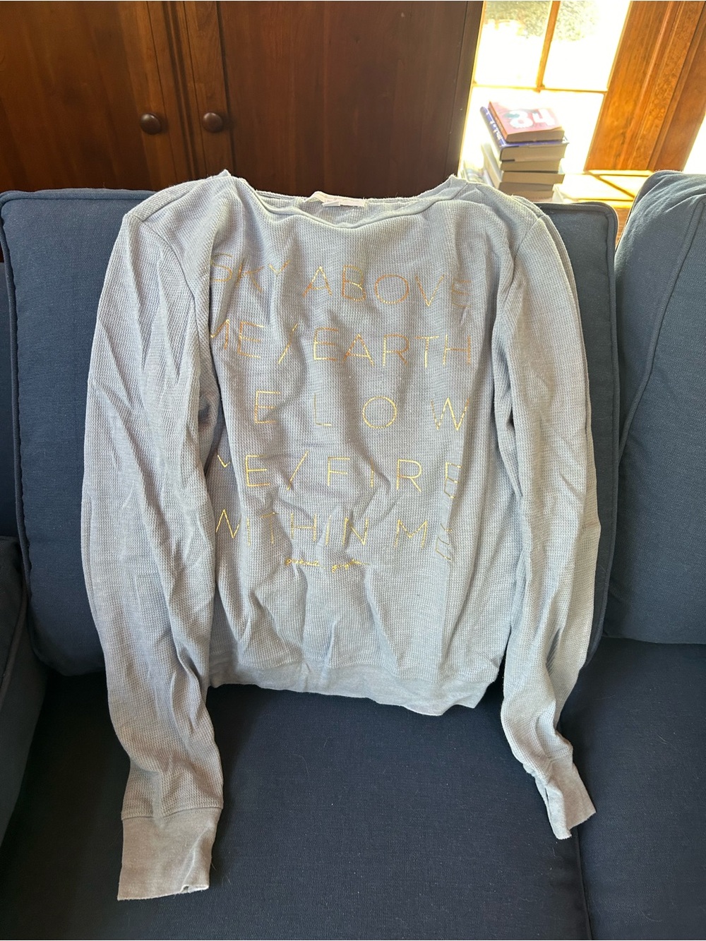 Spiritual Gangster Light Blue Top with Gold Foil Script